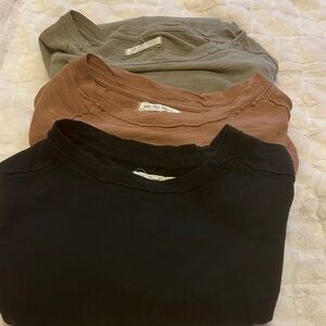 We The Free Black Long Sleeve Shirts - 3 pack in black, rust/brown and green